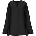 thumbnail image 5 of SCACTO Women's Cape Blazer Dress Elegant Solid Double-Breasted V-Neck Long Sleeve for Formal Banquet Outfit, 5 of 5