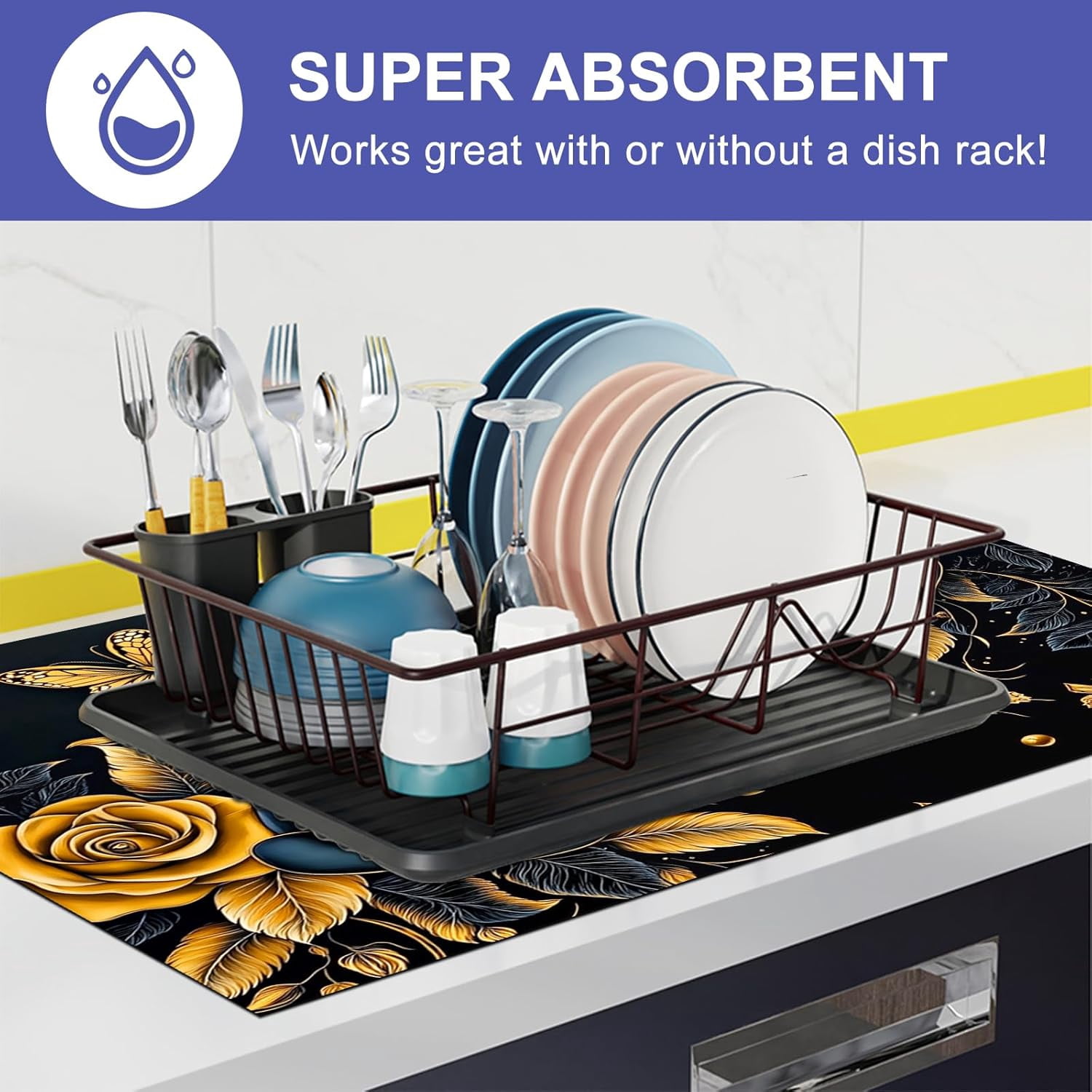 Flowers Stove Top Cover for Electric Pad 28 x 20 inches Flora Patterns Kitchen Decorations Stovetop Covers Protection Pad for Dishes Sinks Pads Coffee Machine