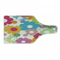 thumbnail image 1 of Floral Cutting Board, Rainbow Colored Vivid Image Sixties Inspired Blooming Nature Symmetrical Pattern, Tempered Glass Cutting and Serving Board, Wine Bottle Shape, Multicolor, by Ambesonne, 1 of 1