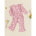 thumbnail image 6 of Aojekbee Baby Girl 2Pcs Fall Outfits Ruffle Long Sleeve Floral Print Tops + Flare Pants Set Toddler Clothes, 6 of 10