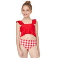 thumbnail image 5 of hoksml Swimsuit Toddler Baby Kids Girls Ruffles Print Two Piece Swimsuit Bathing Beach Swimwear Red 104 Clearance, 5 of 9