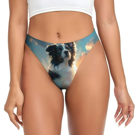 Sigee Cloud Border Collie for Women s G-String Panty  Low Rise  Soft Lace Perfect for Everyday Wear or Special Occasions-Medium