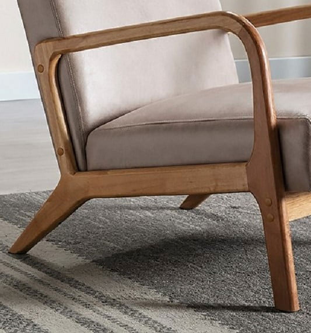 Uspridefurniture Glostrup Mid-century Modern 25.2'' Wide polyester Armchair with solid wood frame -Beige