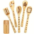 thumbnail image 3 of 5-piece set of Bamboo cooking tools - carved design, non stick bamboo spoon and shovel, perfect kitchen decoration for new homes or Christmas gifts, farmhouse small tools, cooking spoon, 3 of 4