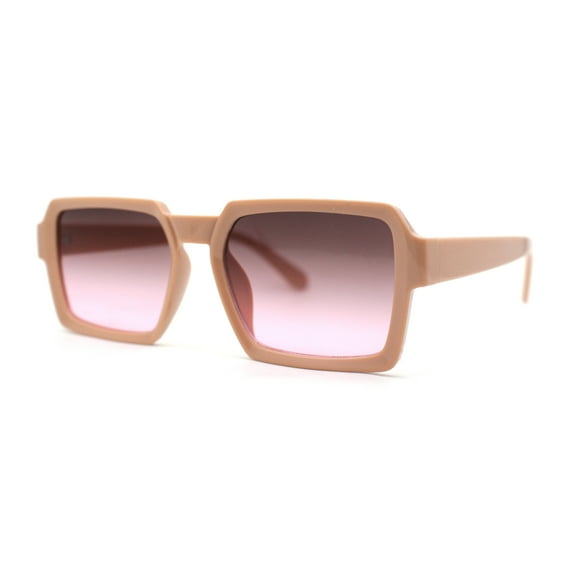 Mod Thin Plastic Squared Horned Sunglasses Beige Black Pink