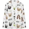 thumbnail image 4 of Top-kevin Pajama Sets for Womens Cute Dog Bone Loose Button Down Long Sleeve Shirts And Pants Set, 4 of 12