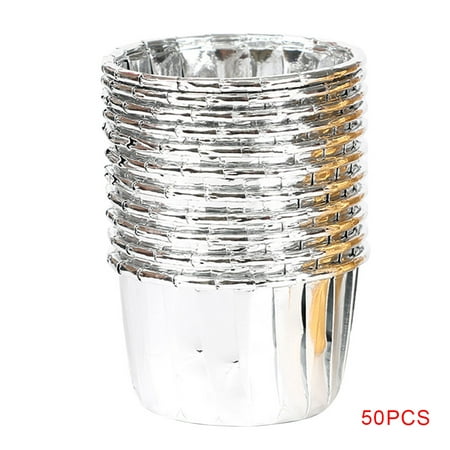 

50pcs Cupcake Cups Double-Sided Aluminum Foil Disposable Muffin Liners Little Pudding Cups