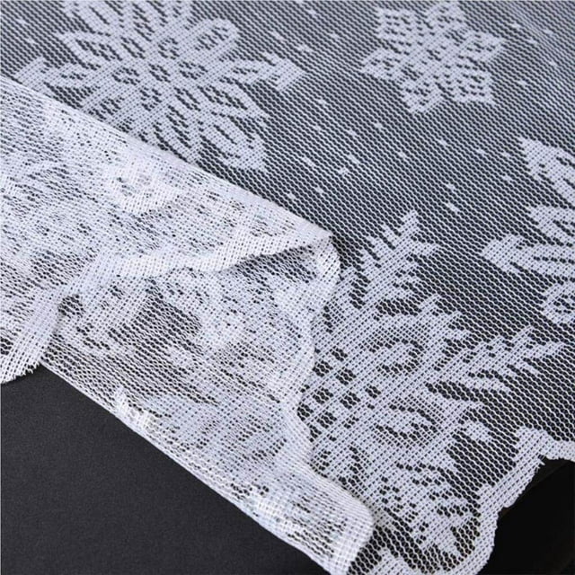 facefd Nappe de Noël Blanc Dentelle Flocon de Neige Nappes de Banquet Couvre de Table pour Décorations de Table Ronde