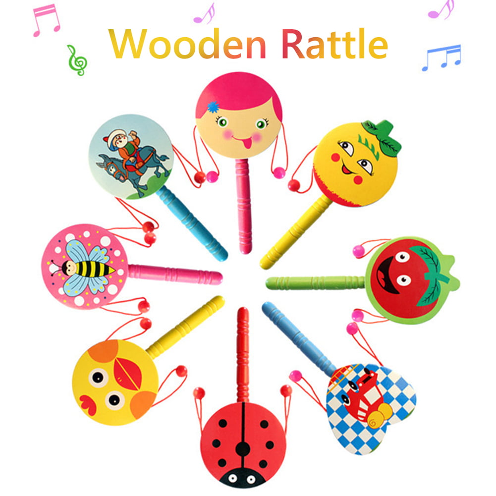 Baby Rattles Cartoon Hand Bells Musical Shaker Rattle-Drum Baby Toys Random 