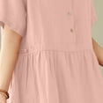 thumbnail image 6 of Zpanxa Casual Summer Dress Women Solid Color Linen Cotton Short Sleeve Lapel Collar Relaxed Shirt Dress, 6 of 8