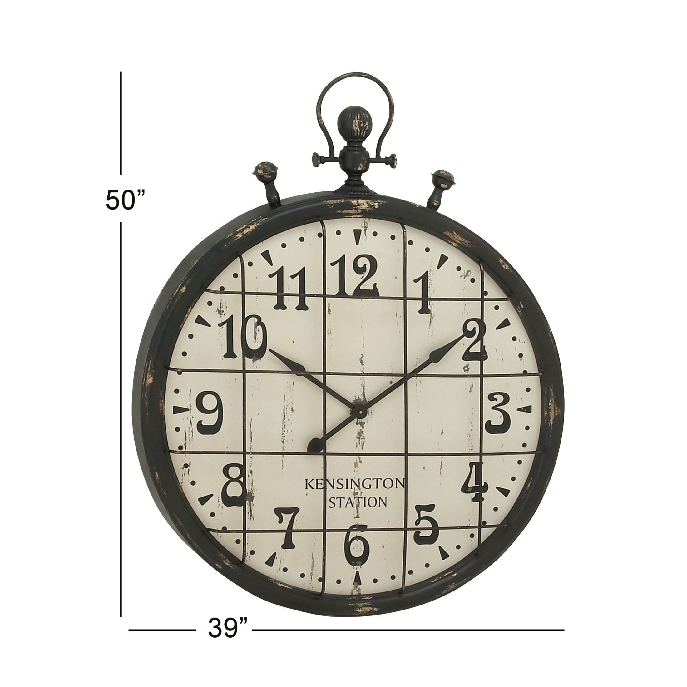 DecMode 39" Black Metal Pocket Watch Style Wall Clock