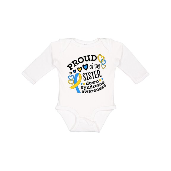 Inktastic Proud of My Sister Down Syndrome Awareness Boys or Girls Long Sleeve Baby Bodysuit