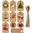 thumbnail image 2 of 50 etiquetas de papel Kraft con diseño de Feliz Navidad para embalaje de regalos de fiesta, etiquetas de papel para envolver regalos hechas a mano, etiquetas de Papá Noel, suministros de decoración, 2 of 5