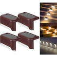 thumbnail image 1 of Paquete de 4 luces solares para plataforma, luces LED solares para escalones, luces de barrera impermeables para escalones exteriores, cercas, luz blanca fría, 1 of 5
