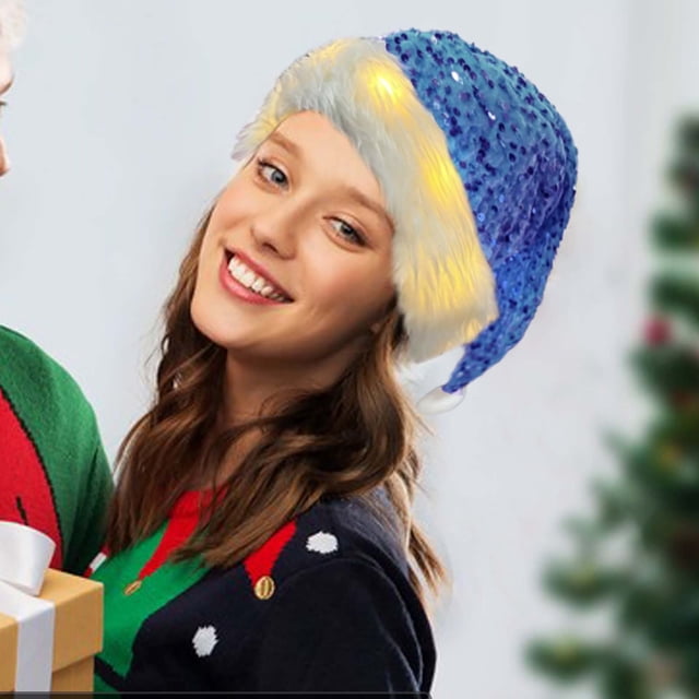 Xihbxyly Gorro de Papá Noel Brillante, Diseño Clásico de Terciopelo, Forro Suave y Cálido, Accesorio Navideño Unisex, Decoración para Fiestas, Cosplay, Festividades de Año Nuevo, Tamaño 53 X 32 Cm.