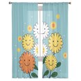 thumbnail image 7 of Sheer Curtains 72 inches Long, Abstract Yellow and White Smile Flowers Blue Texture Light Filtering Sheer Window Curtains Rod Pocket Voile Drapes for Bedroom Living Room, 52"W x 72"L 2 Panels, 7 of 7