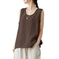 thumbnail image 6 of ZANZEA Women O-Neck Sleeveless Tank Tops Vintage Cotton Vest Blouse, 6 of 11