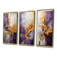 thumbnail image 3 of Designart "Gold Purple Fractal III" Modern Framed Wall Art Set Of 3 - Gold Fractals Frame Canvas Set For Living Room Decor, 3 of 7