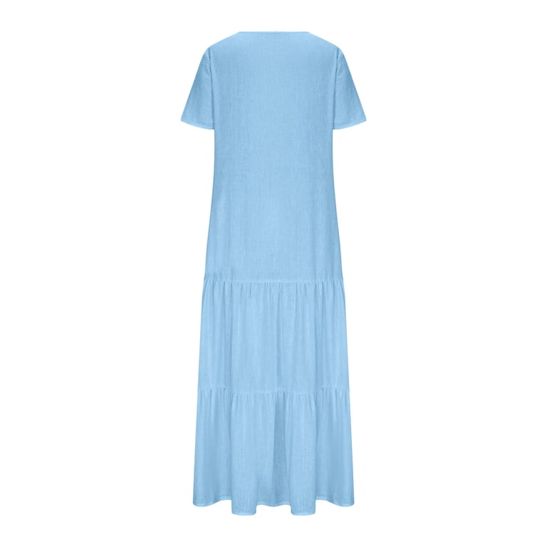 a line dresses for older women Viva Glam Womens Summer A-Line Boho Elegant Dresses Older (S) Blue at Amazon Women's Clothing store House Dresses for Older Women