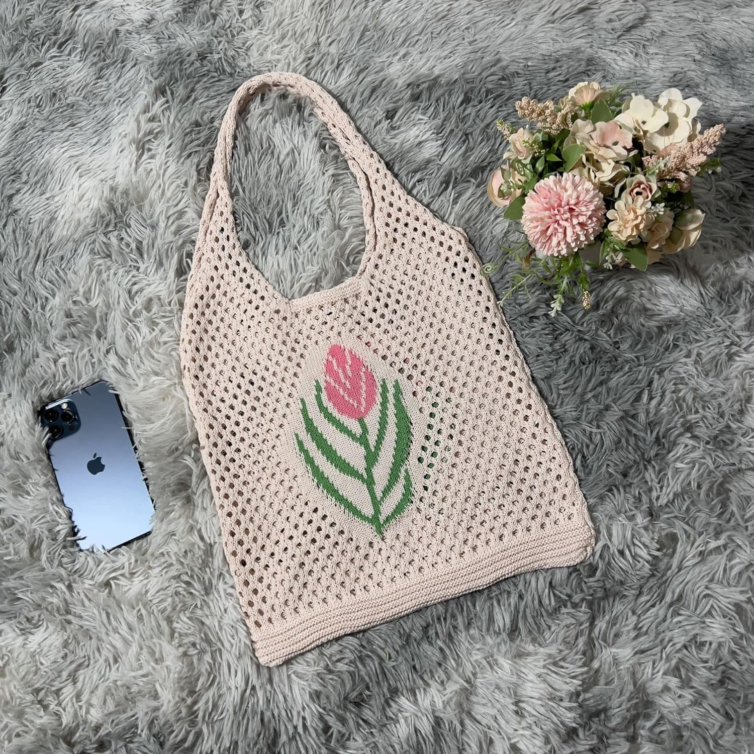 Kukuzhu Fairy Tote Bag Aesthetic Tote Bag Y2k Bag Tote Bag Aesthetic Y2k Crochet Tote Bag Aesthetic