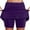 Purple, variant on Women's Tennis Skirts Summer Skirt 2 Mid Waist Skirt Pants for Women with Pockets Casual Sporty Vibe Two Short Skirts Pairing for Daily Wear Pink 3XL