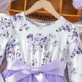 thumbnail image 5 of Fsqjgq Baby Girl Clothes Easter Toddler Girl Outfit Summer Girls Short Sleeve Dress Purple Toddler Girls Long Sleeve Dress Floral Prints Tulle Princess Dresses 120, 5 of 6