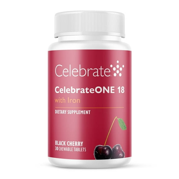 Celebrate Vitamins CelebrateONE 18 Once Daily Bariatric Multivitamin with Iron Chewables, 18 mg of Iron, Black Cherry, 30 count