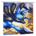 thumbnail image 5 of Lucario Shower Curtain Cartoon Art Bath Shower Curtains with 12 Hooks, Waterproof Washable Polyester Bathroom Home Decor Set 72x72 Inch, Plastic, 5 of 8