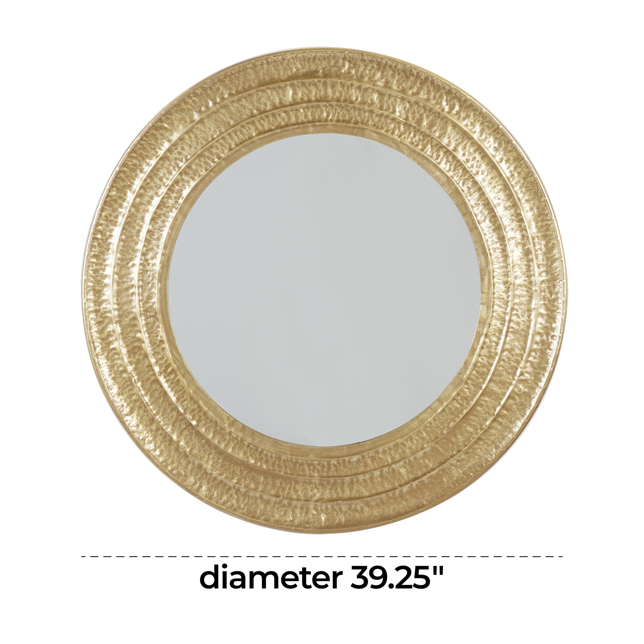 DecMode 39" x 39" Gold Hammered Textured Wall Mirror with Grooves