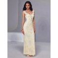 thumbnail image 4 of Women's Boho Floral Ruffle Mesh Maxi Dress Elegant Long Dresses Milky White XS, 4 of 10