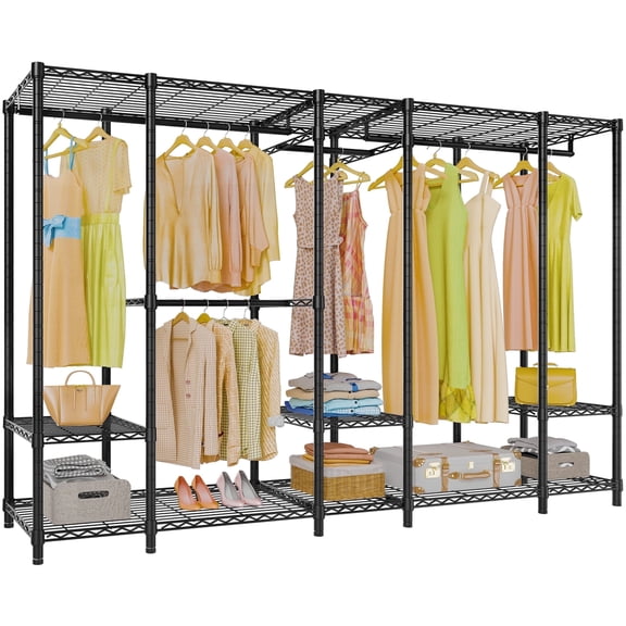 VIPEK V50 Extra Large Portable Closet Rack Bedroom Armoire Freestanding Wardrobe Closet, Heavy Duty Clothes Rack Multi-Functional Metal Clothing Rack for Hanging Clothes, Max Load 1300lbs, Black