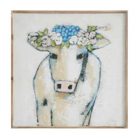 3R Studio Wall Art Cow with Flowers on Head