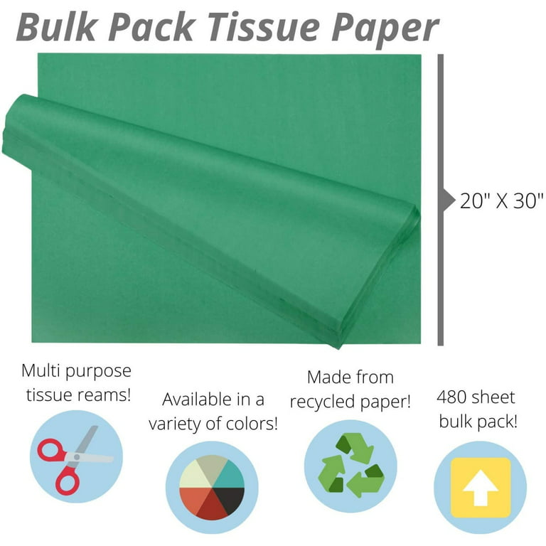 TIS-038: 760 x 500 mm colored tissue paper.<br>Dark green