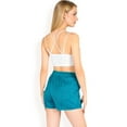 thumbnail image 5 of Women's Elastic Waist Pleated Drawstring Shorts with Side Pockets- Teal,X Large, 5 of 7