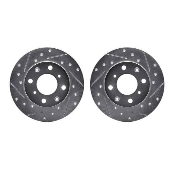 Dynamic Friction Company Front Brake Rotors-Drilled and Slotted-Silver 7002-59027