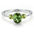 thumbnail image 3 of Gem Stone King 14K White Gold Green Tourmaline and Green Peridot Engagement Ring for Women | 0.94 Cttw | Oval 7X5MM | Gemstone October Birthstone | Size 8, 3 of 6