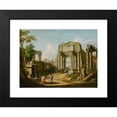 thumbnail image 2 of Giuseppe Zocchi 24x19 Black Modern Framed Museum Art Print Titled - Architectural Capriccio with Ancient Ruins, a Sphinx and Figures by a Fountain, 2 of 5