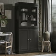 thumbnail image 3 of Palace Imports 100% Solid Wood Kitchen Pantry Storage Cabinet with Glass Doors, Adjustable Shelves and 2-Drawers, Black, 3 of 5