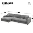 thumbnail image 2 of 134*54" Oversized Corduroy Sectional Sofa, L Shaped Cloud Couch with USB Charging Port, Cup Holder, 26'' Deep Seat Sofa with 50" Chaise, Comfy Indoor Sofa Couch for Living Room, Gray, 2 of 9