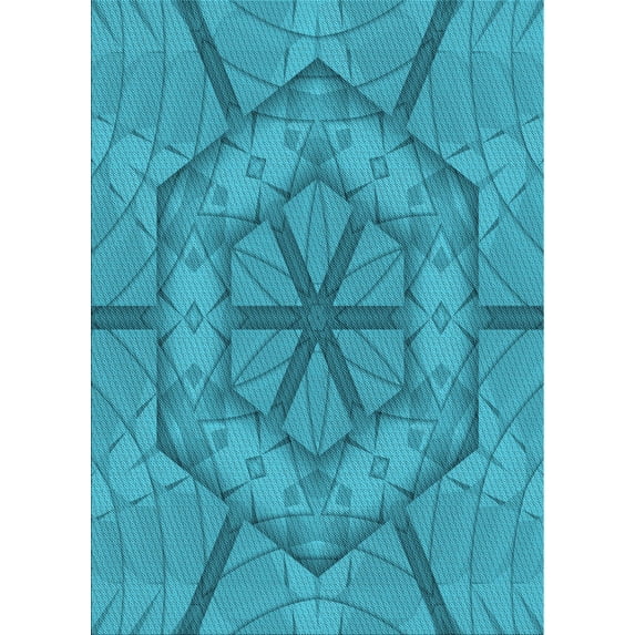 Ahgly Company Machine Washable Indoor Rectangle Transitional Bright Turquoise Blue Area Rugs, 2' x 5'