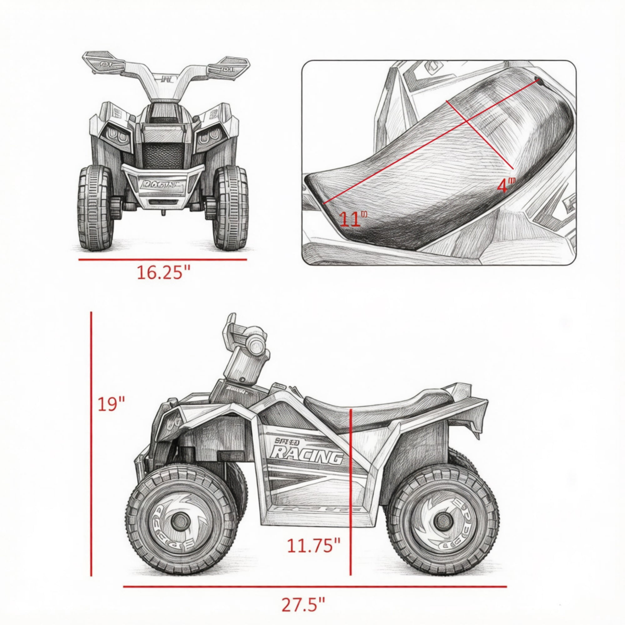 6V Electric Toy Car, Forward Backward with Wear-Resistant Wheels for 18-36 Months Old, Red