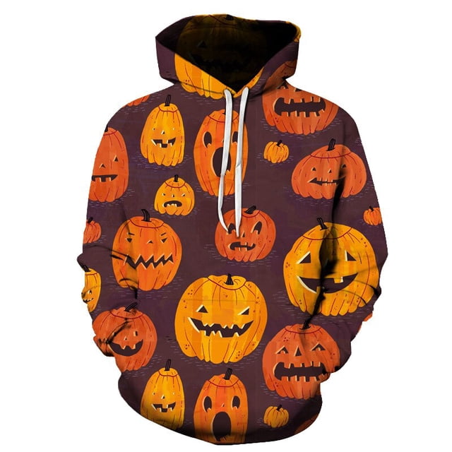 Sudadera con capucha de cabeza de calabaza para hombre, suéter de invierno para interiores y exteriores, con estampado Digital 3D de moda, talla grande, para Halloween