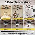 thumbnail image 3 of OUTON 52" Modern Ceiling Fan with Light and Remote Control – Flush Mount Design, 5 Blades, Quiet Reverse DC Motor, Dimmable Lighting for Patio Dining Room Outdoor Indoor – Walnut, 3 of 12