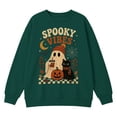 thumbnail image 4 of ZHOGXU Halloween Themed Girls Ghost Pumpkin Cat Print Pullover Sweatshirt Long Sleeve O Neck Top For Kids Casual School Outdoor Play Wear,Dark Green,5-6 Years, 4 of 4