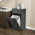 thumbnail image 5 of PULUOMIS 10 Gallons Manufactured Wood Manual Lift Cabinet Trash Can, Grey, 5 of 15