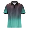 thumbnail image 3 of Mens Manga Corta Botón Abajo Camisas Patchwork Fallow Patrón Cuello Redondo Deportes Top para Diario, 3 of 6
