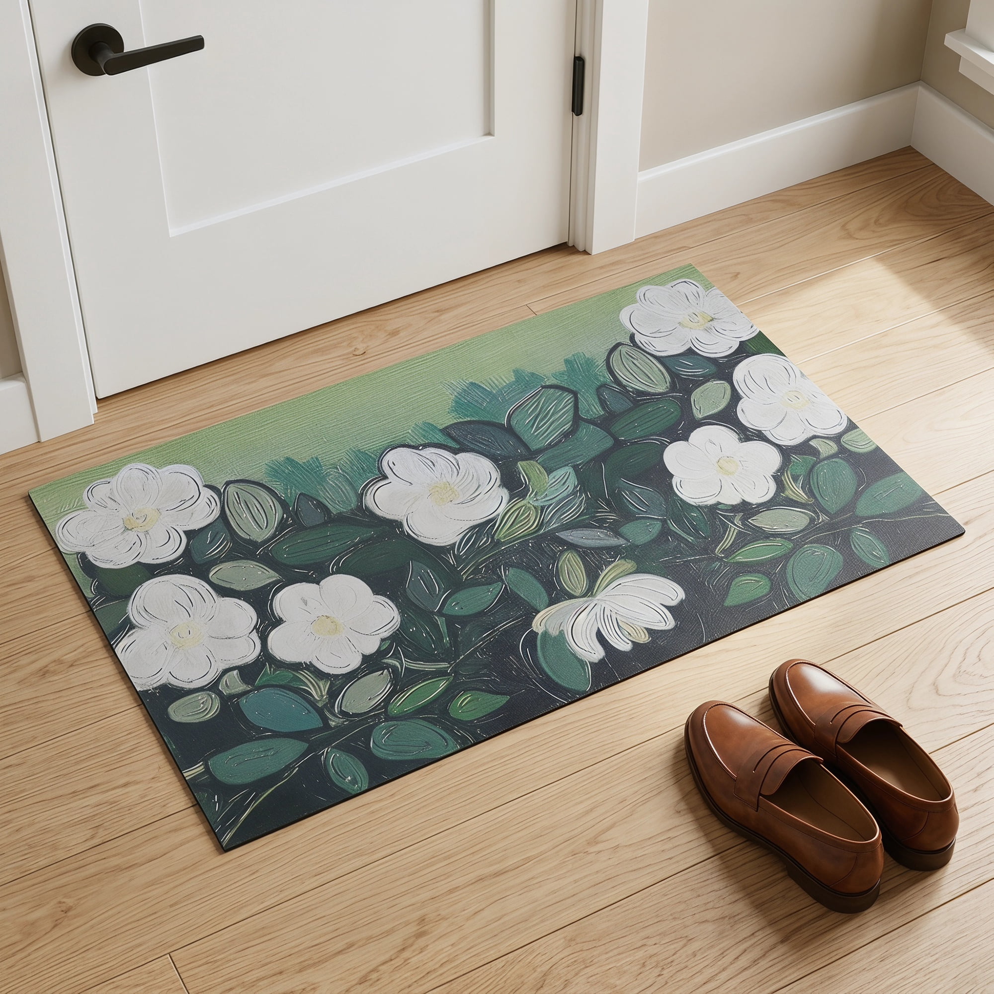 Unique Bargains Boho Doormat Non-Slip Doormat for Outdoor Entrance Dark Green 30" x 18"