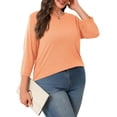 thumbnail image 5 of Yubnlvae Women's Plus-Size 3/4 Sleeve Tops & Blouses Plus Size Tunic Tops for Womenclearance! Solid, Round Neck, Orange, 5Xl, 5 of 7