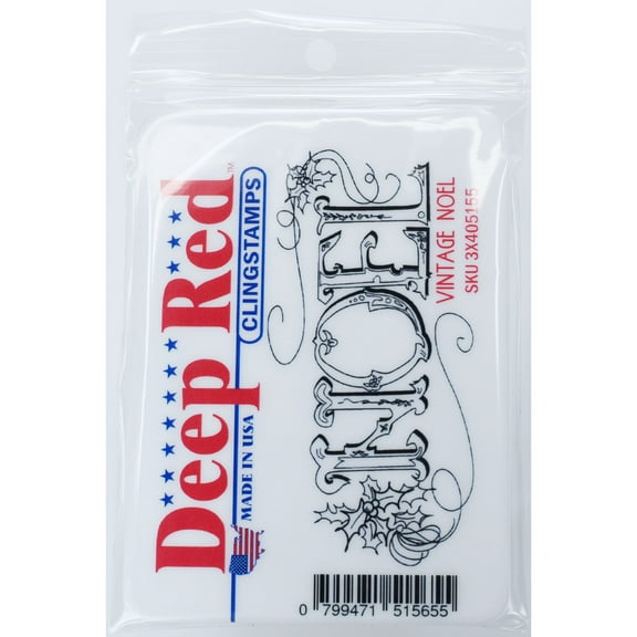 Deep Red Stamps Vintage Noel Rubber Cling Stamp 3.2 x 1.5 inches.