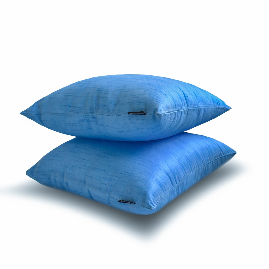 The HomeCentric Decorative Throw Pillow covers Blue Pack of 2, 12"x12" (30x30 cm) Silk Solid Cushion cover For Sofa Chouch, Hotels, living, Bed Room, Solid Modern Style - Light Blue Luxury